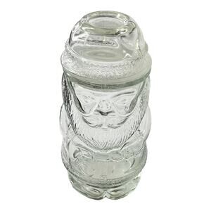Libbey Santa Candy Jar Canister Lid Seal Christmas 10.5” Clear Glass Figural Vtg